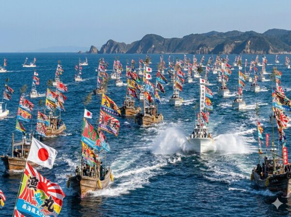 宗像大社秋季大祭のみあれ祭の船の大群